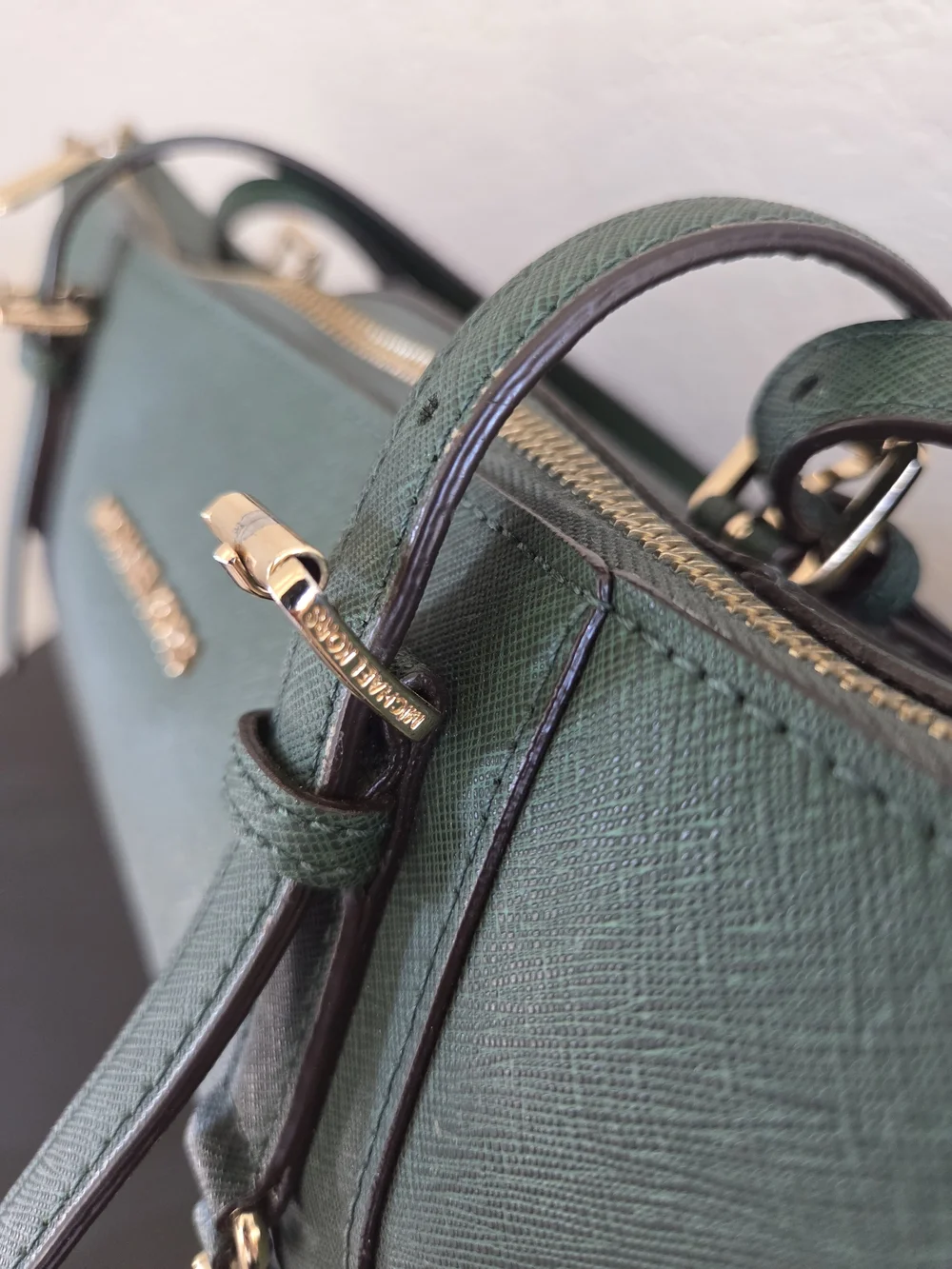 Michael Kors Emerald Green Saffiano Leather Tote with Gold Hardware